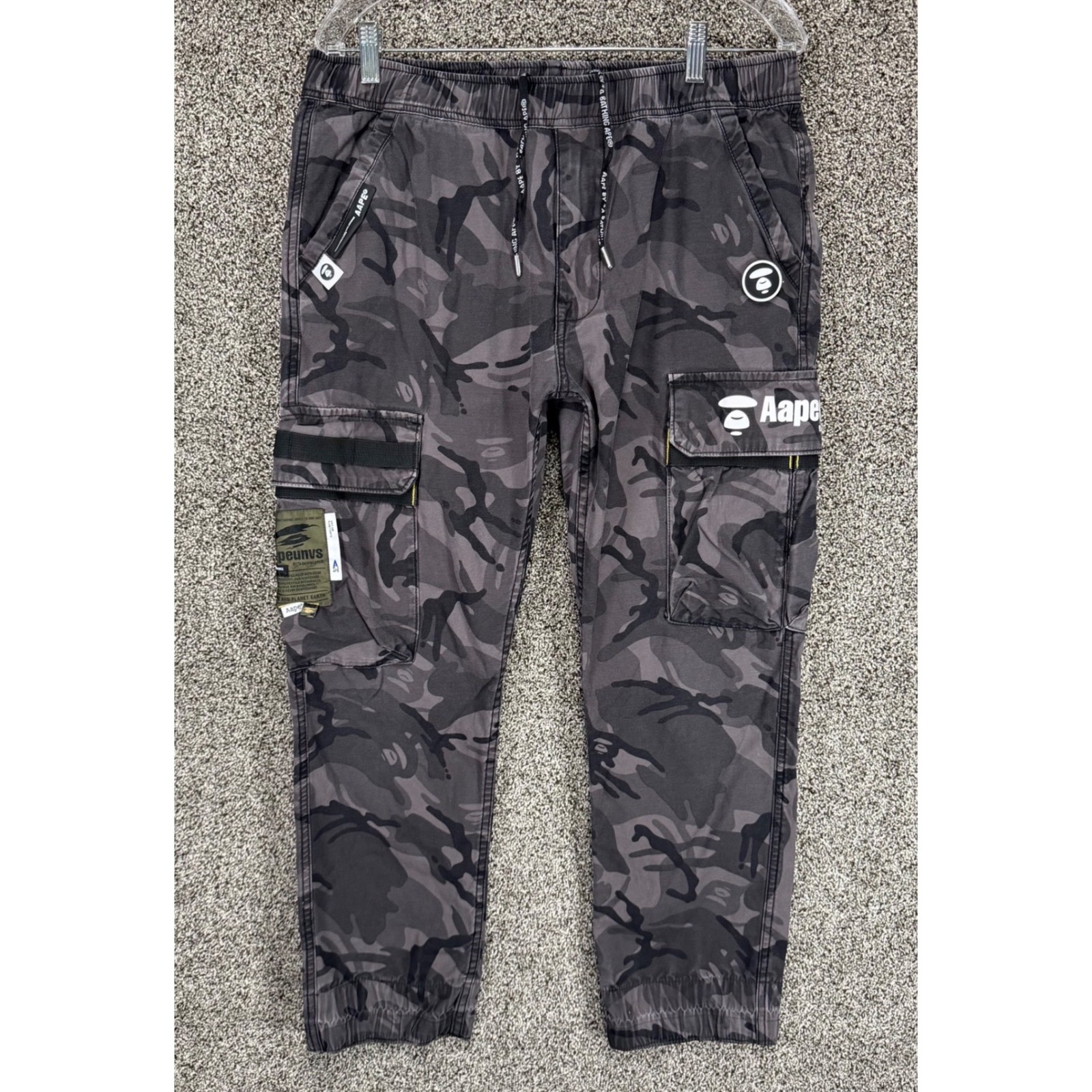 Aape By A Bathing Ape Joggers Mens L X 27" Gray Camo Sweatpants Streetwear Bape